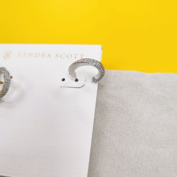 Kendra Scott Ella Silver White Crystal Earrings - Picture 3 of 4